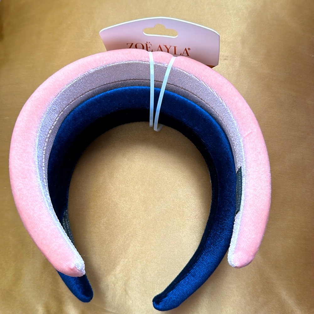 Velvet set of headbands (pink and blue)